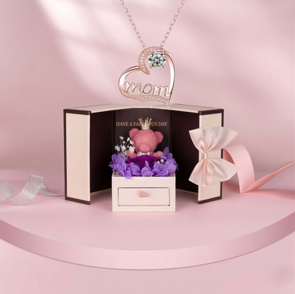 Collar “Mom” con Caja Regalo Premium y Osito – Regalo para Mamá