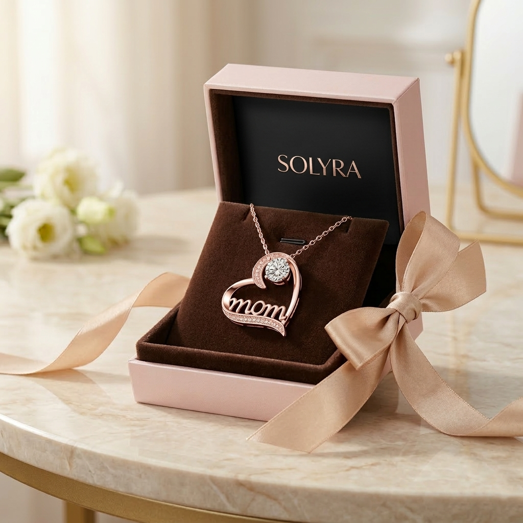 Collar “Mom” con Caja Regalo Premium y Osito – Regalo para Mamá